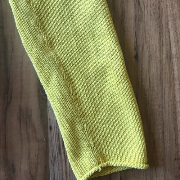 J Crew Chunky Knit Sweater Plunging V Neck Pockets Mustard Yellow Womens Medium - Picture 5 of 8